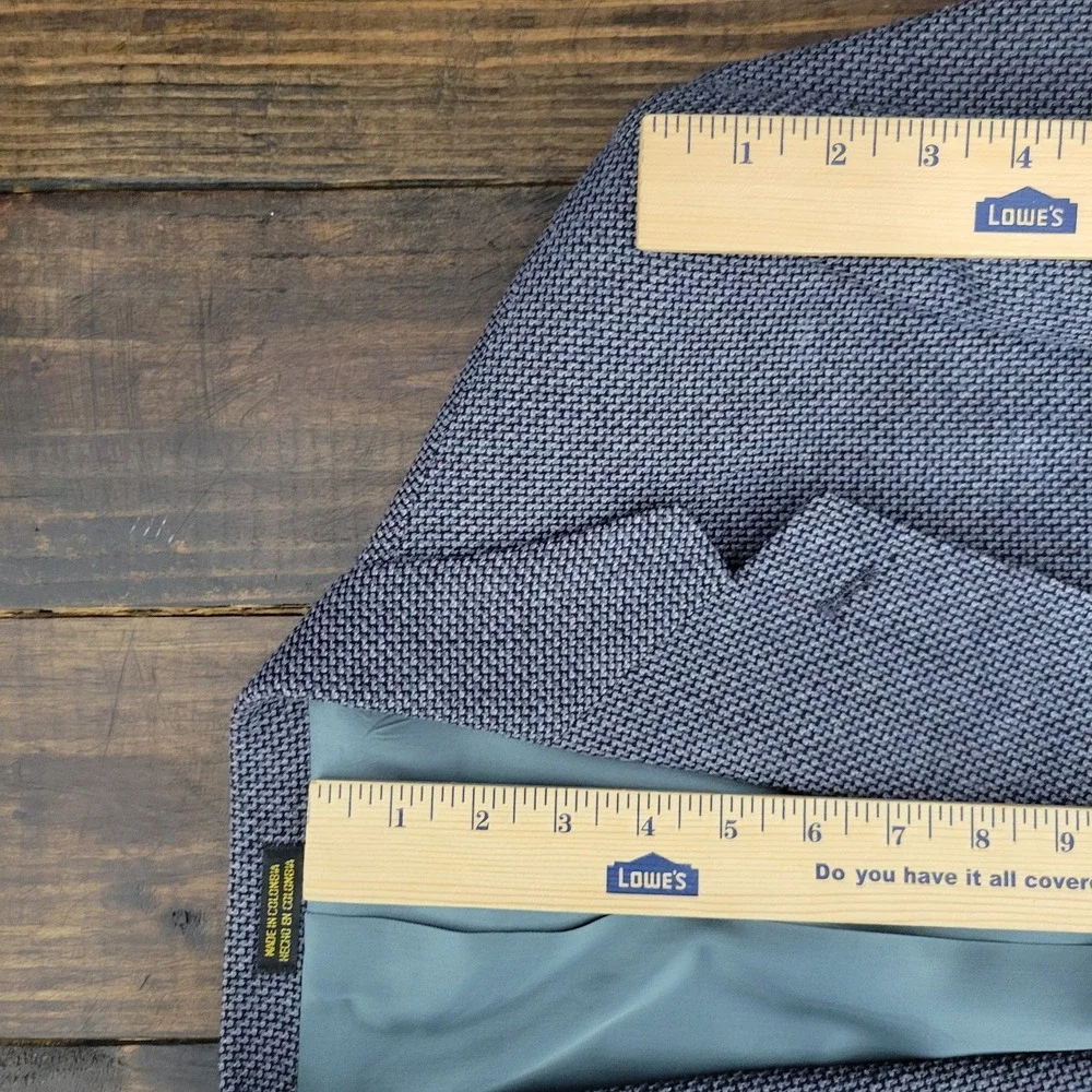 Stafford Men's Sport Coat Blazer Two Button Blue‎ Gray Silk Wool Blend Size 40L